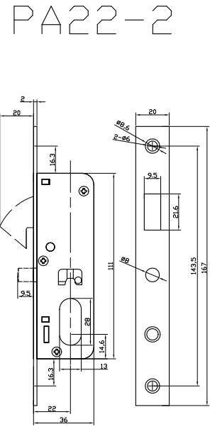 PA22-1 Apertura para cilindro de cerradura