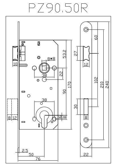 Cerradura de puerta PZ90.50R